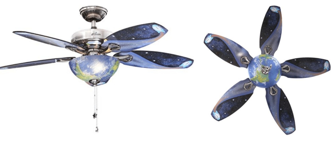The Hunter 'Space Discovery' Kids Ceiling Fan with Earth Light & Moon Blades