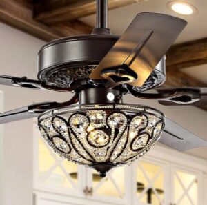 wrought iron ceiling fan with crystal light