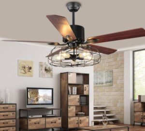 grear wrought iron ceiling fan with 5 metal blades